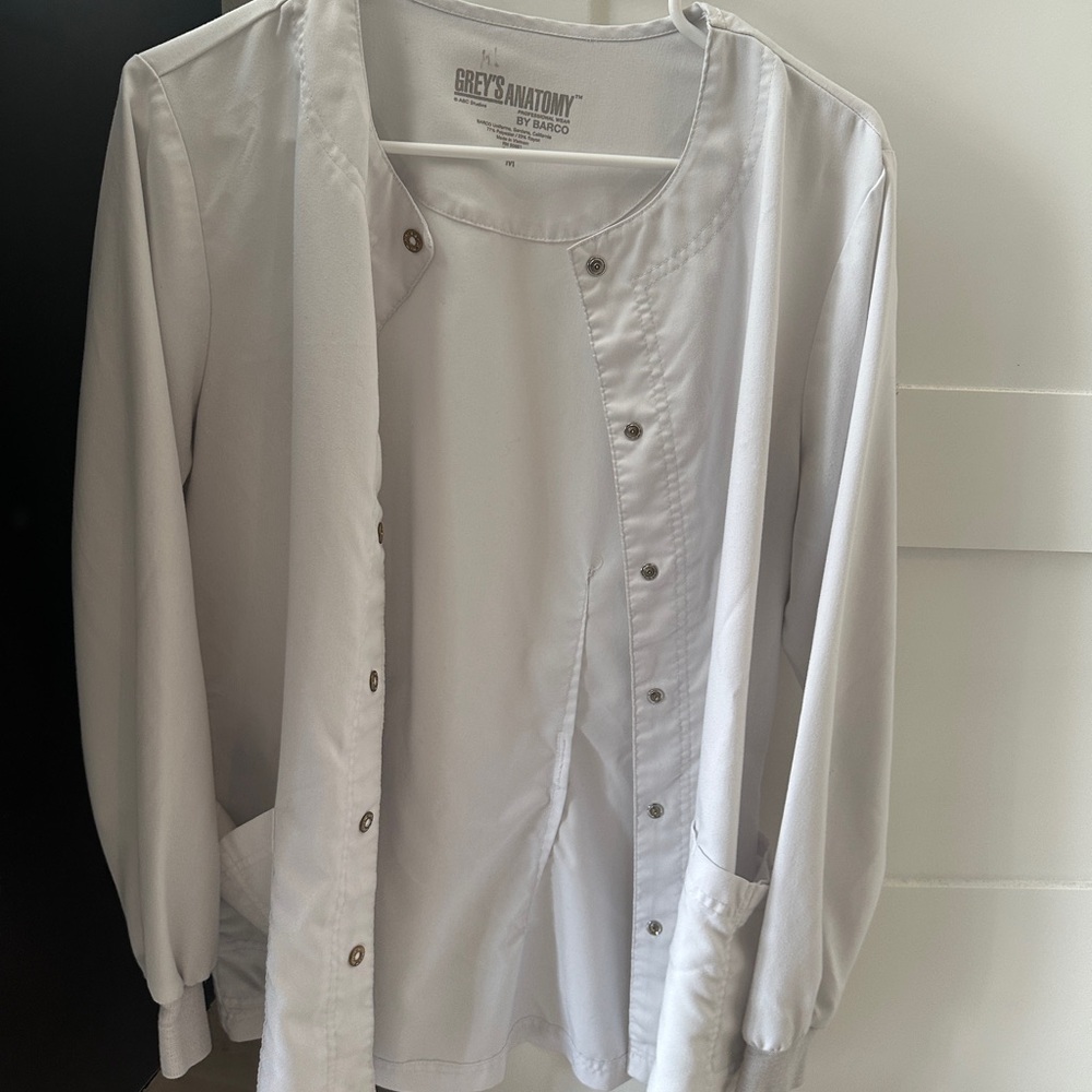 Grey's Anatomy White Snap-Front Scrub Top